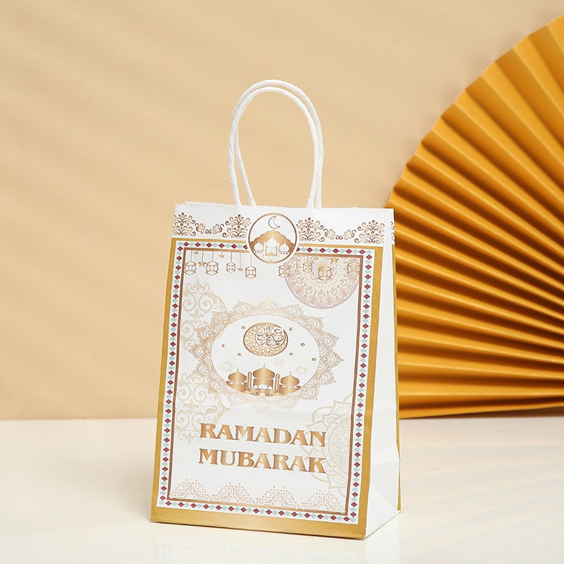 10/20/50pcs Muslim Eid Mubarak Golden Tote Bags