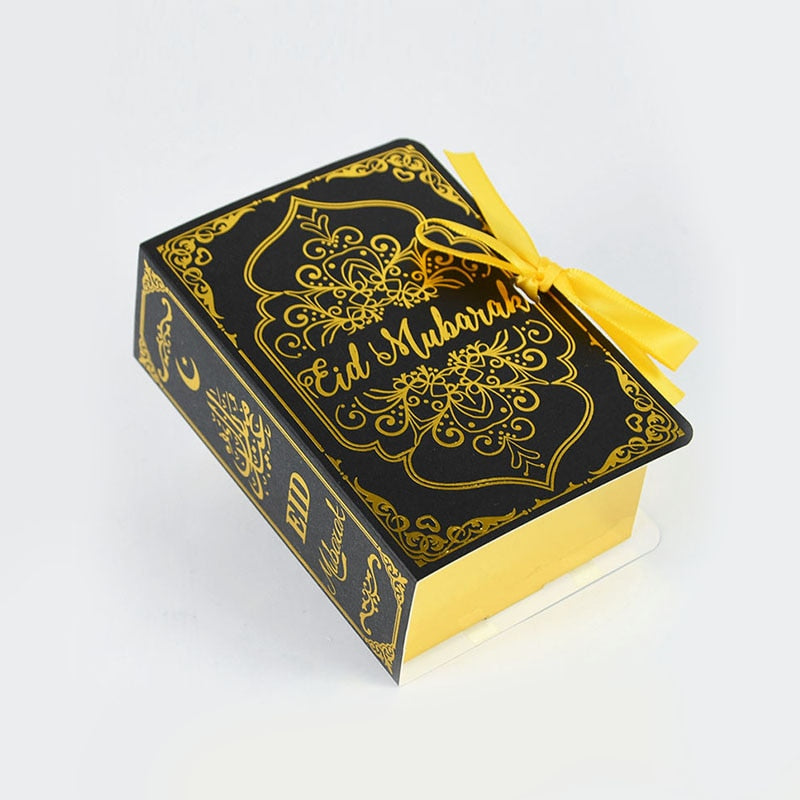 5Pcs Book Shape Eid Mubarak Chocolate Candy Boxes