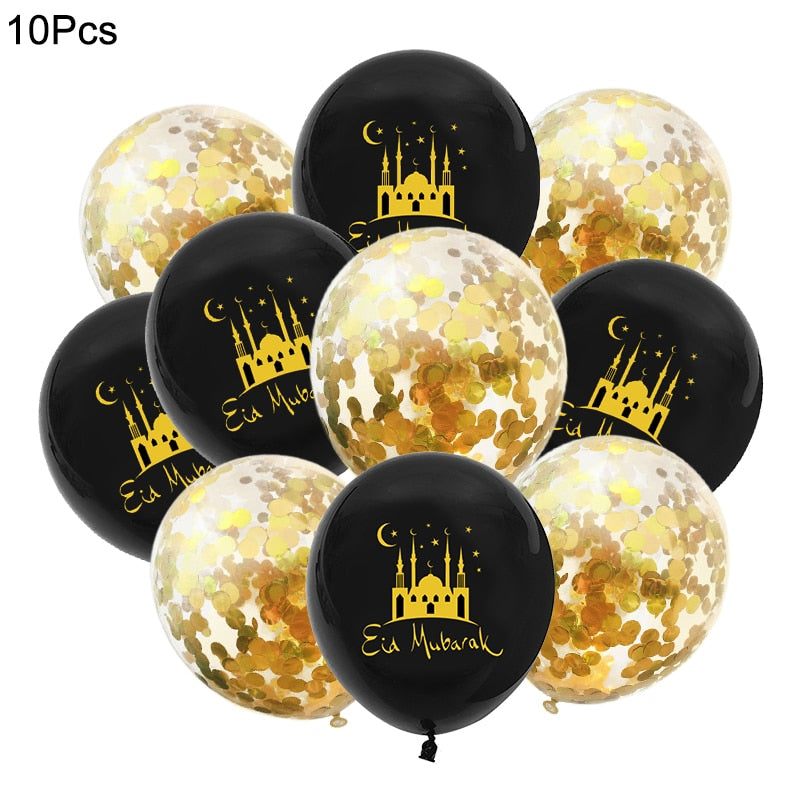 10Pcs Eid Mubarak Latex Balloon Party Supplies 2023