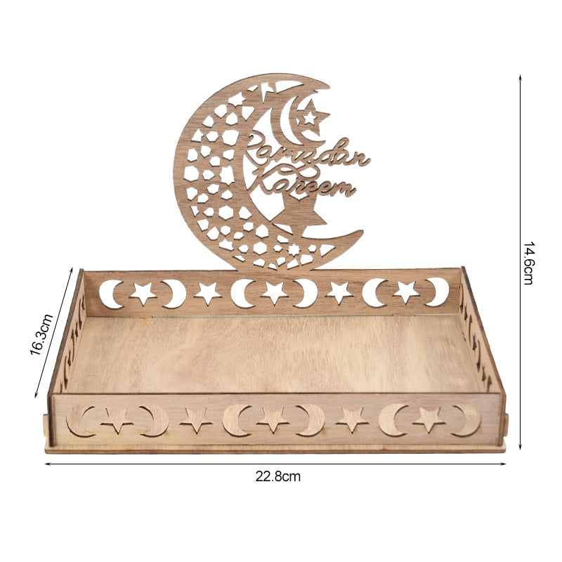 Wooden Eid Mubarak Food Tray