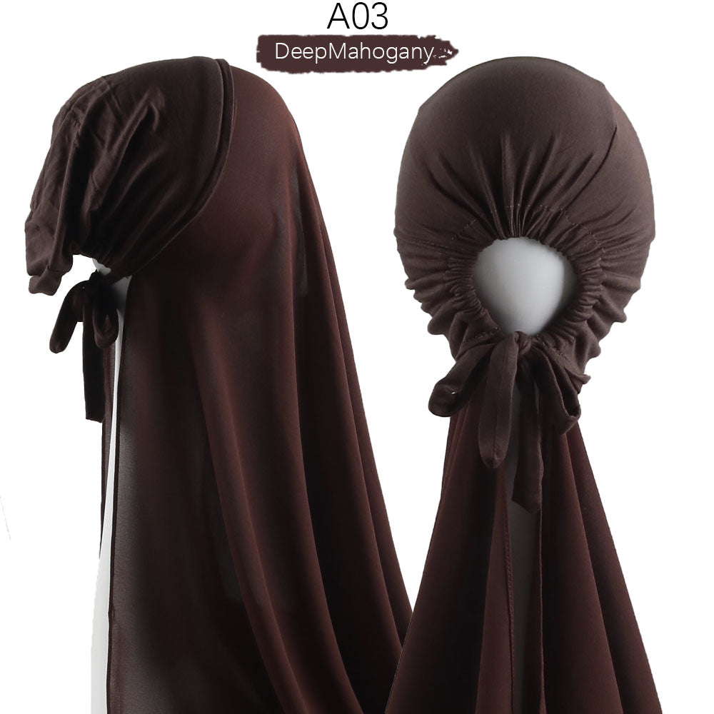 Muslim Women Chiffon Hijab With Cap