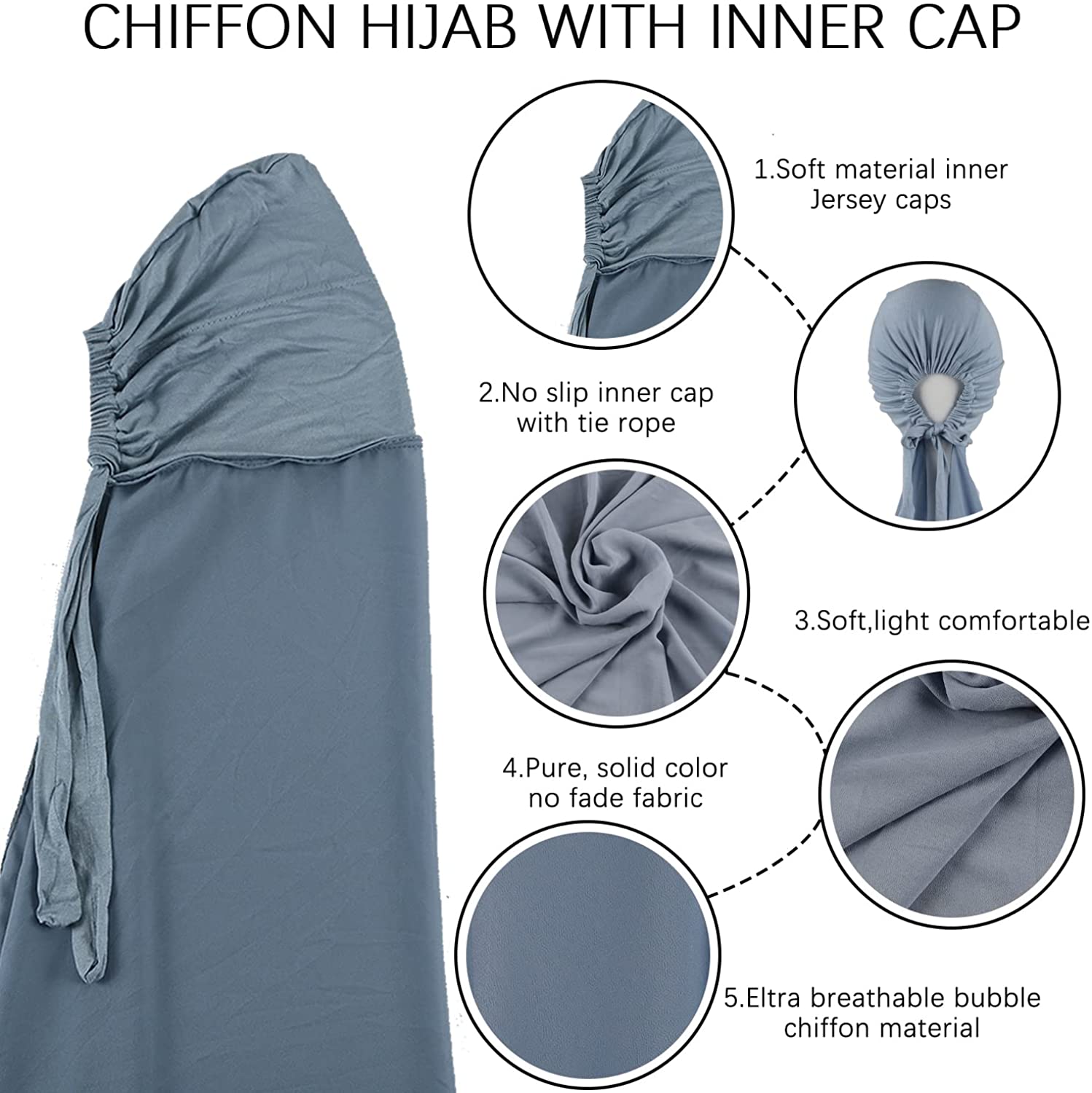Muslim Women Chiffon Hijab With Cap