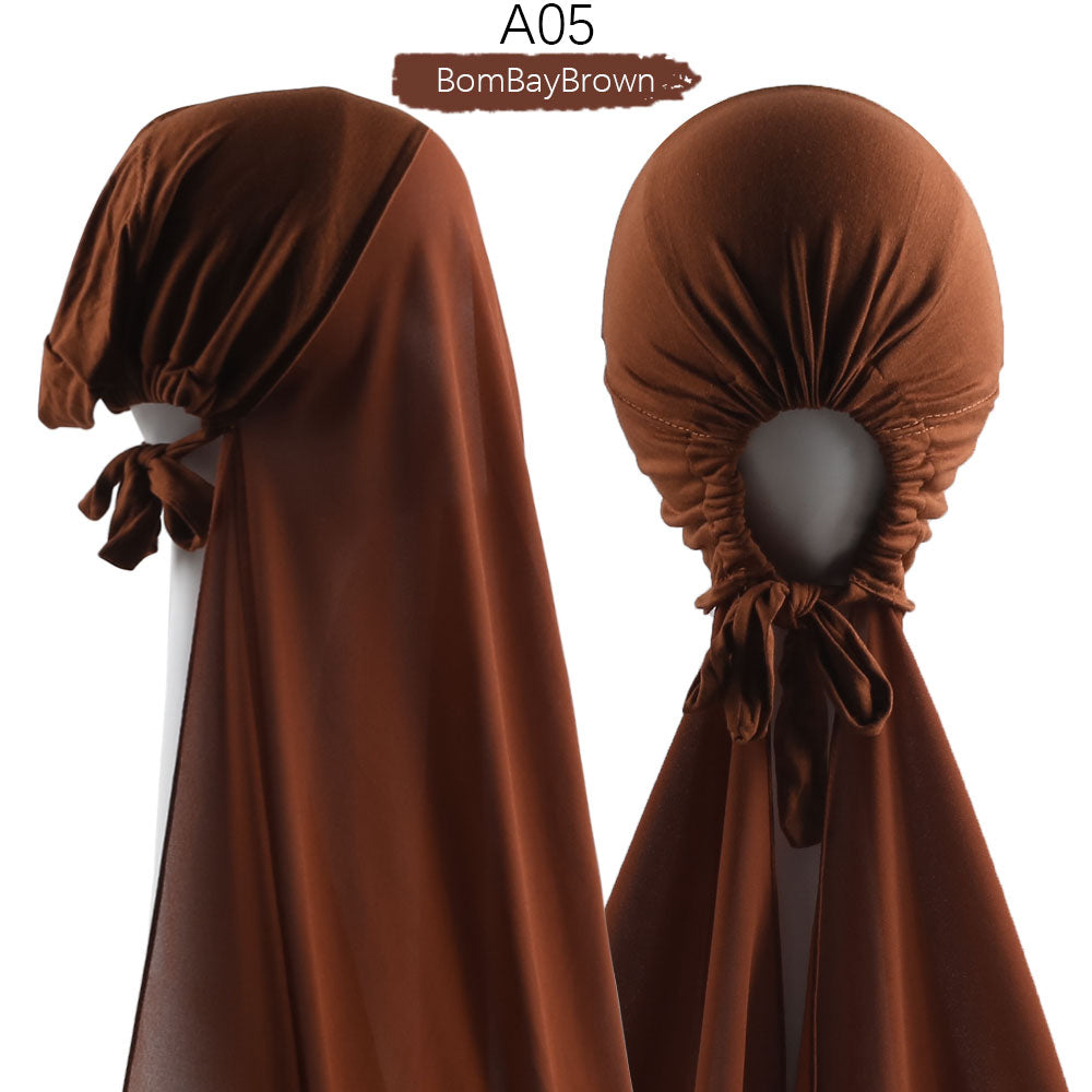 Muslim Women Chiffon Hijab With Cap