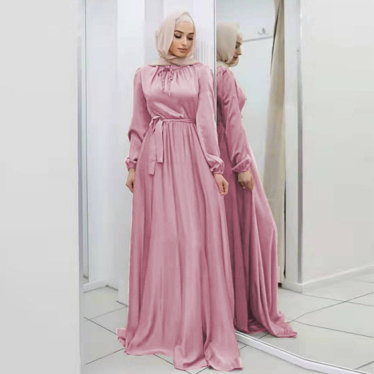 Muslim Fashion Belted Abaya for Women