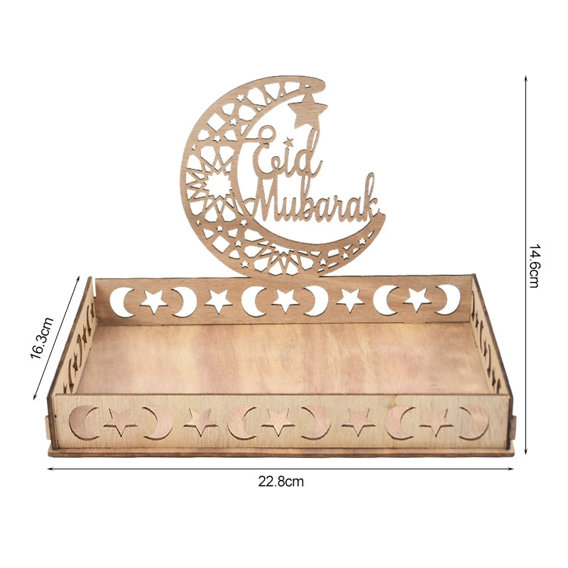 Wooden Eid Mubarak Food Tray