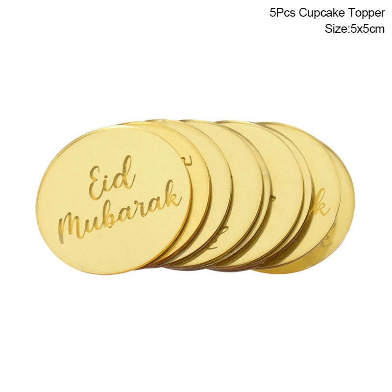 Golden Eid Mubarak Acrylic Cake Toppers