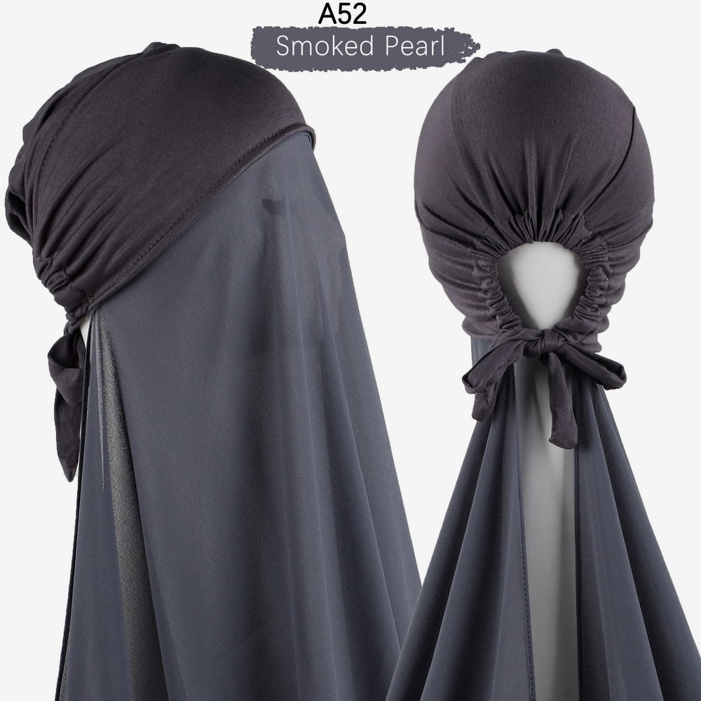 Muslim Women Chiffon Hijab With Cap