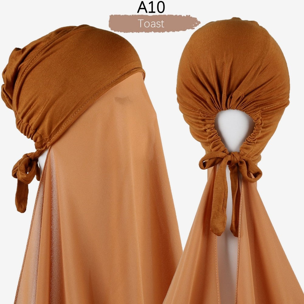 Muslim Women Chiffon Hijab With Cap