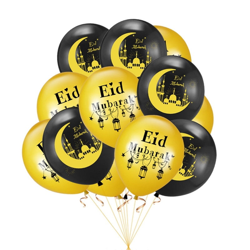 10Pcs Eid Mubarak Latex Balloon Party Supplies 2023