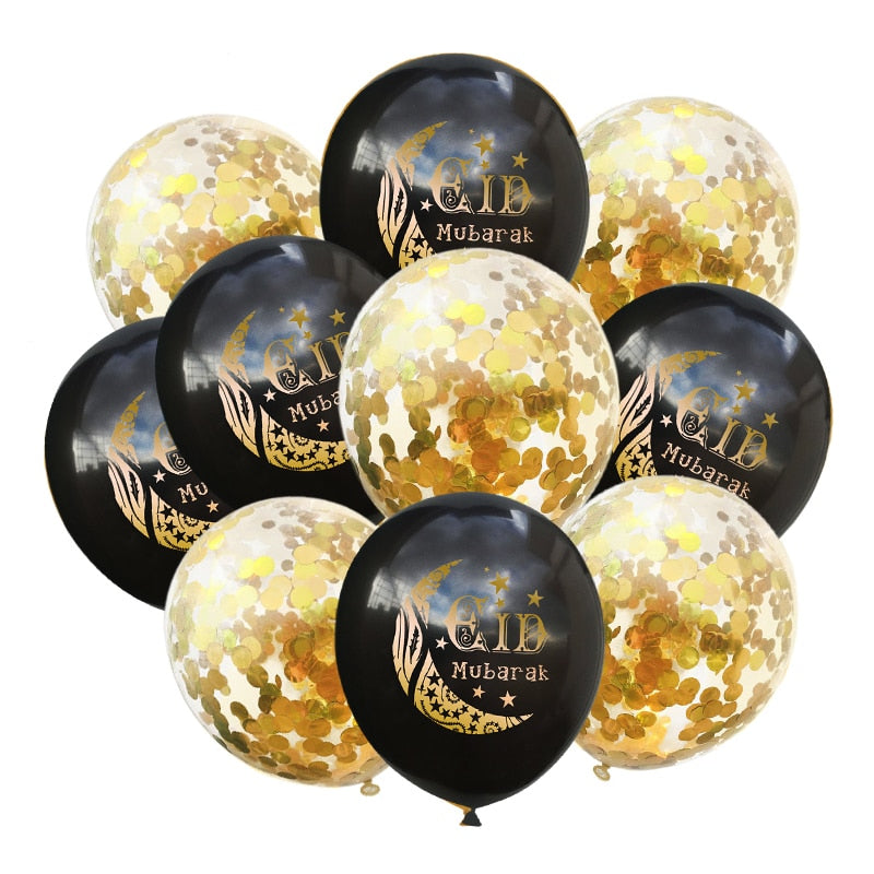 10Pcs Eid Mubarak Latex Balloon Party Supplies 2023