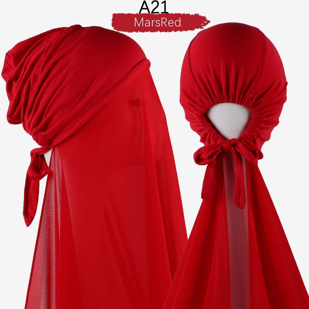 Muslim Women Chiffon Hijab With Cap