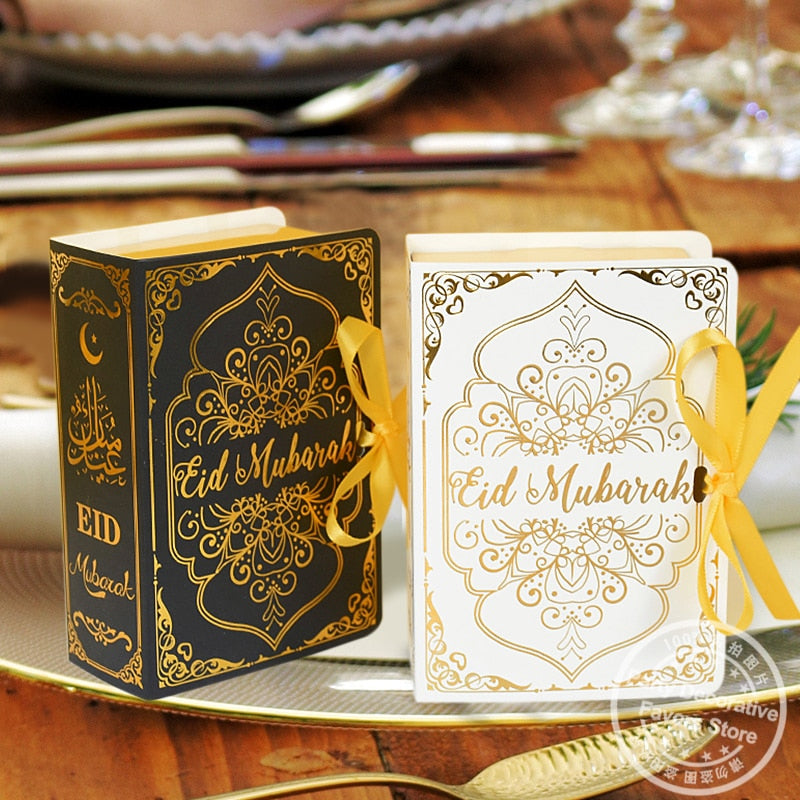 5Pcs Book Shape Eid Mubarak Chocolate Candy Boxes