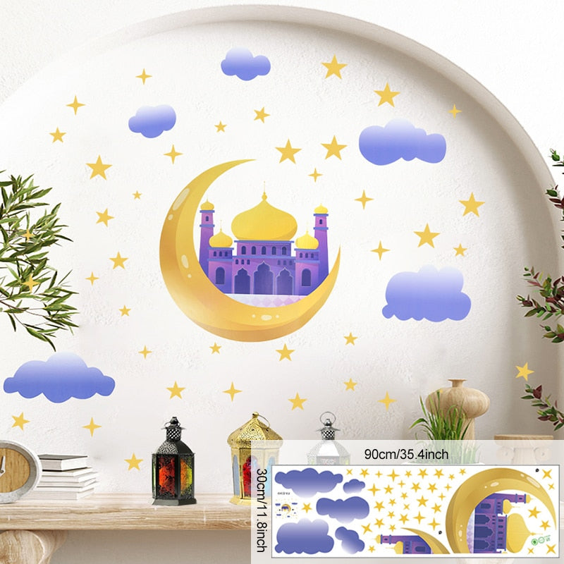 Ramadan Wall Stickers Moon Star Lantern