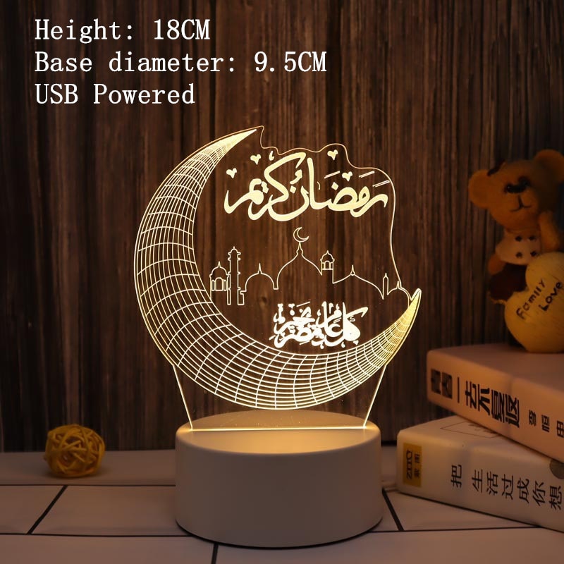 2023 LED 3D Eid Mubarak Decor Ornament