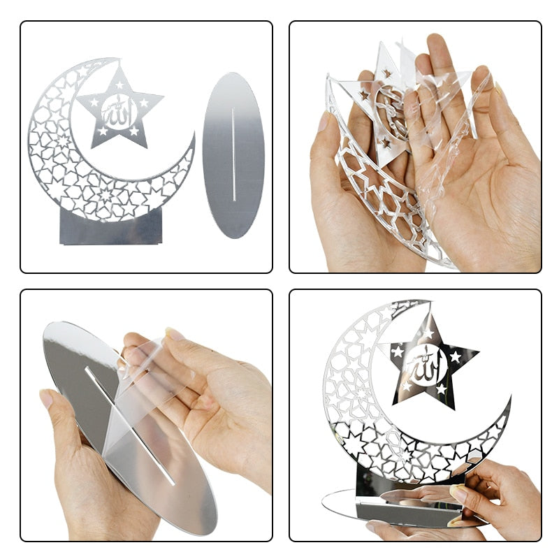 Ramadan & Eid Moon Acrylic Table Ornament For Home