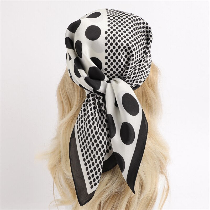 Plaid Silk Square Scarf Women