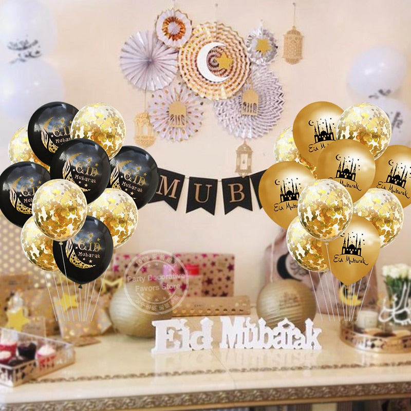 10Pcs Eid Mubarak Latex Balloon Party Supplies 2023