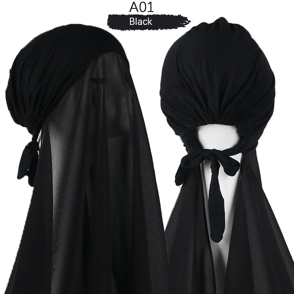 Muslim Women Chiffon Hijab With Cap