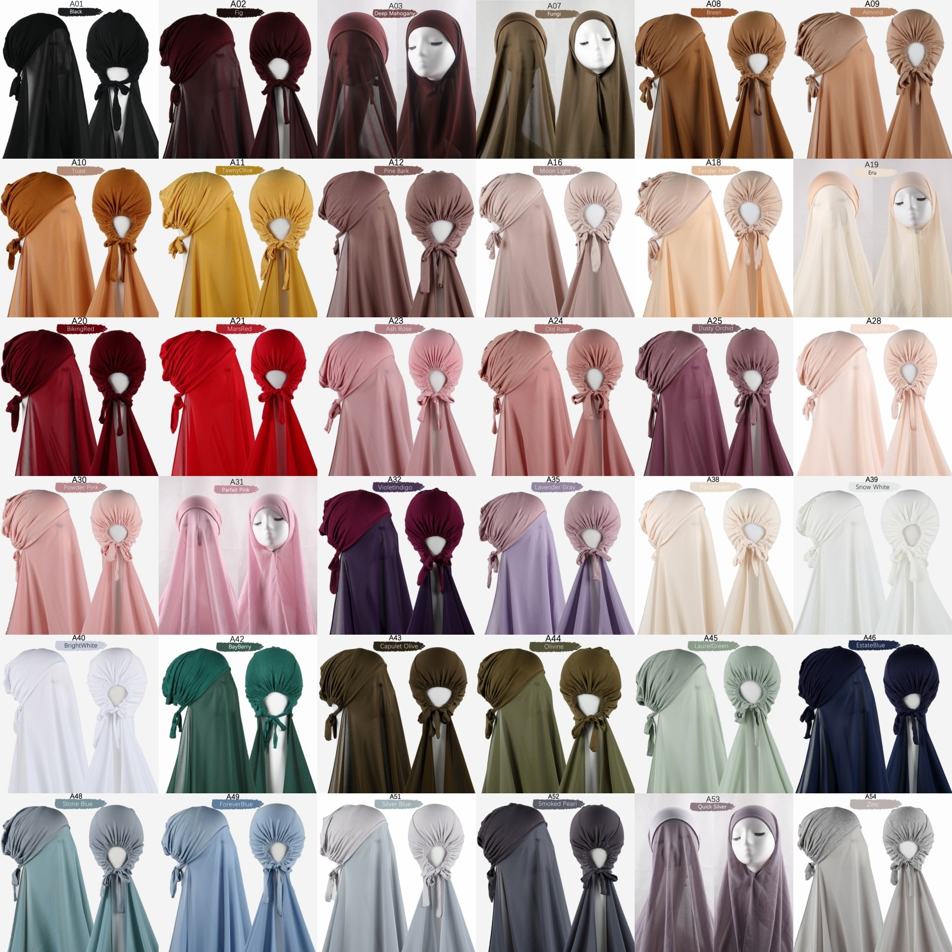 Muslim Women Chiffon Hijab With Cap