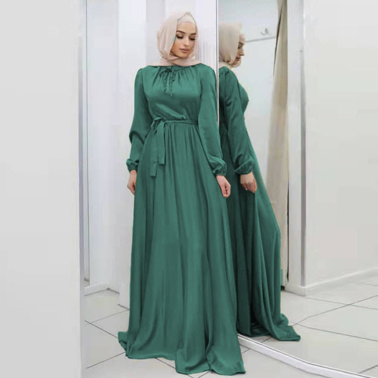 Muslim Fashion Belted Abaya for Women