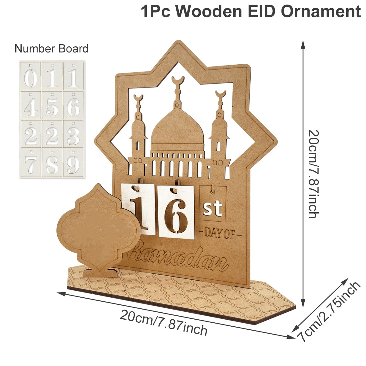 Ramadan Countdown Calendar Wooden Ornament