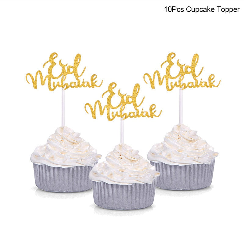 Golden Eid Mubarak Acrylic Cake Toppers