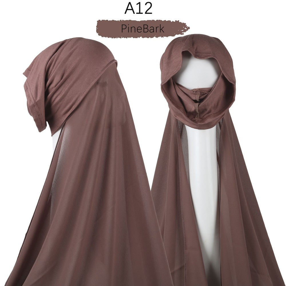 Instant Hijab With Cap Heavy Chiffon Jersey